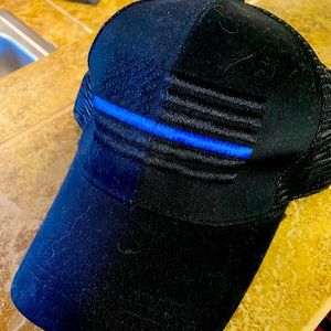 NWT thin blue line pony tail hat.